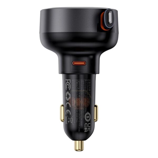 Baseus Enjoyment Pro Car Charger C+Retractable iP Cable 55W Cluster Black 6932172641665