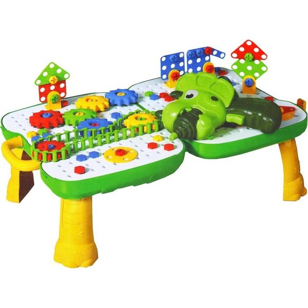 LeanToys Stolik Walizka Zestaw DIY Układanka Klocki Dinozaur Wkrętarka 249 ele.