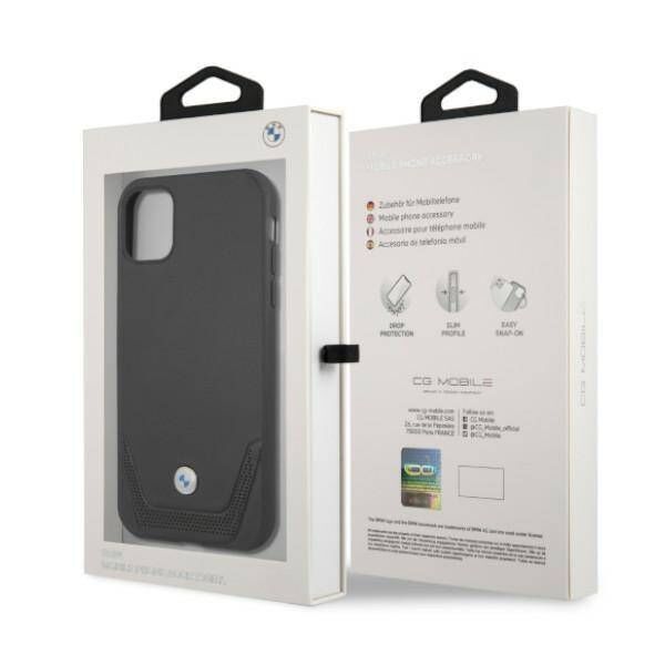 Original Case IPHONE 11 BMW Hardcase Leather Perforate (BMHCN61RSWPK) black 3666339011802