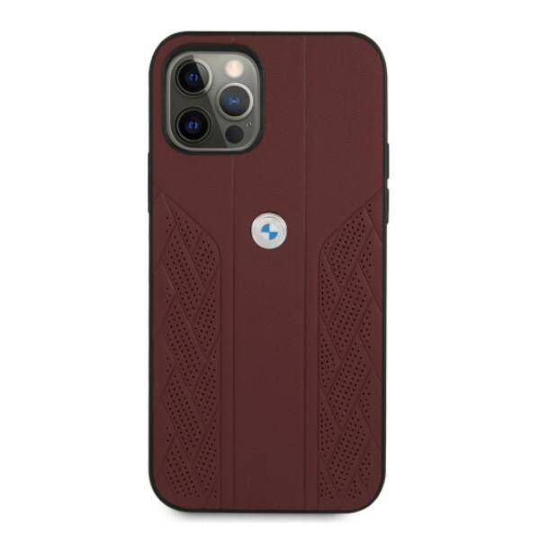 Original Case IPHONE 12 PRO MAX BMW Hardcase Leather Curve Perforate (BMHCP12LRSPPR) red 3666339010881