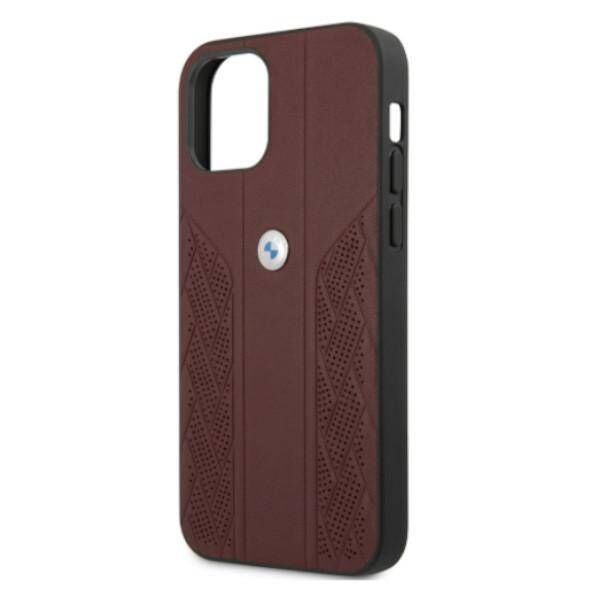 Original Case IPHONE 12 PRO MAX BMW Hardcase Leather Curve Perforate (BMHCP12LRSPPR) red 3666339010881