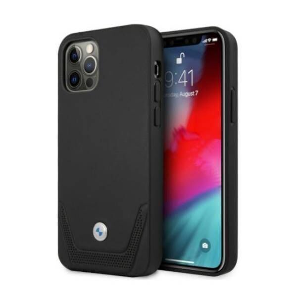Original Case IPHONE 12 PRO MAX BMW Hardcase Leather Perforate (BMHCP12LRSWPK) black 3666339010829