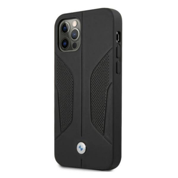 Original Case IPHONE 12 / 12 PRO BMW Hardcase Leather Perforate Sides (BMHCP12MRSCSK) black 3666339010997