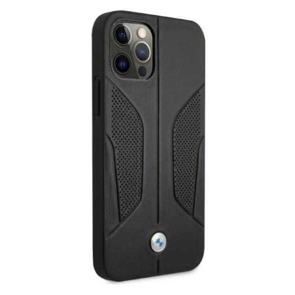 Original Case IPHONE 12 / 12 PRO BMW Hardcase Leather Perforate Sides (BMHCP12MRSCSK) black 3666339010997