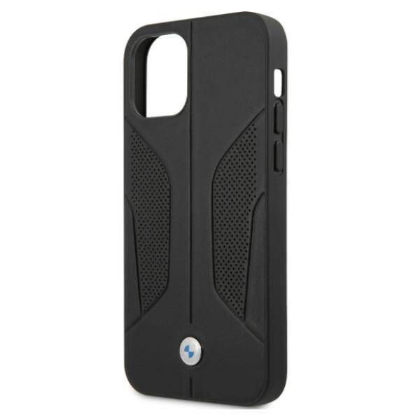 Original Case IPHONE 12 / 12 PRO BMW Hardcase Leather Perforate Sides (BMHCP12MRSCSK) black 3666339010997