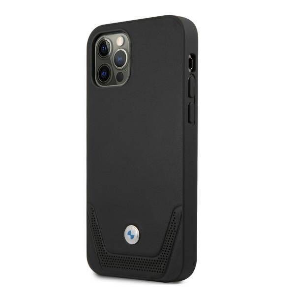 Original Case IPHONE 12 / 12 PRO BMW Hardcase Leather Perforate (BMHCP12MRSWPK) black 3666339010812