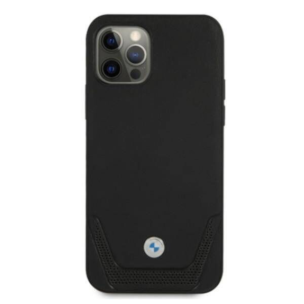 Original Case IPHONE 12 / 12 PRO BMW Hardcase Leather Perforate (BMHCP12MRSWPK) black 3666339010812