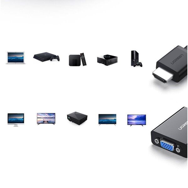 HDMI to VGA Adapter UGREEN MM103, 25cm (black) 6957303842483