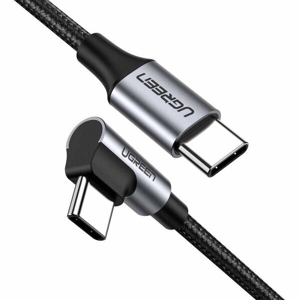 Elbow cable UGREEN USB-C to USB-C QC 3.0 PD 3A 60W 1m (Black) 6957303803736