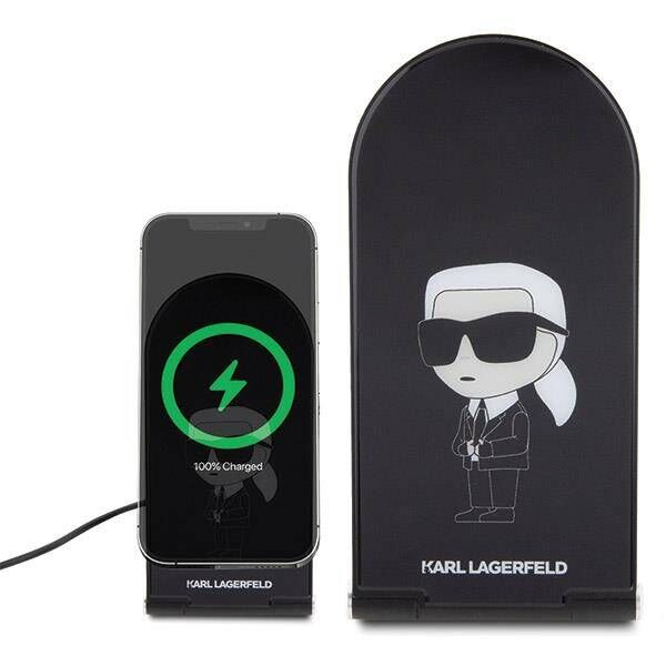 Inductive Charger 15W Foldable 2in1 Karl Lagerfeld Ikonik MagSafe KLDCRFALKINK black/black 3666339113025
