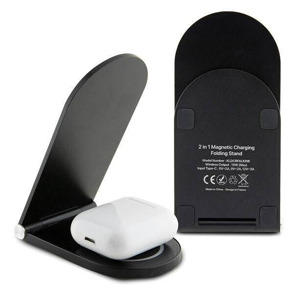Inductive Charger 15W Foldable 2in1 Karl Lagerfeld Ikonik MagSafe KLDCRFALKINK black/black 3666339113025