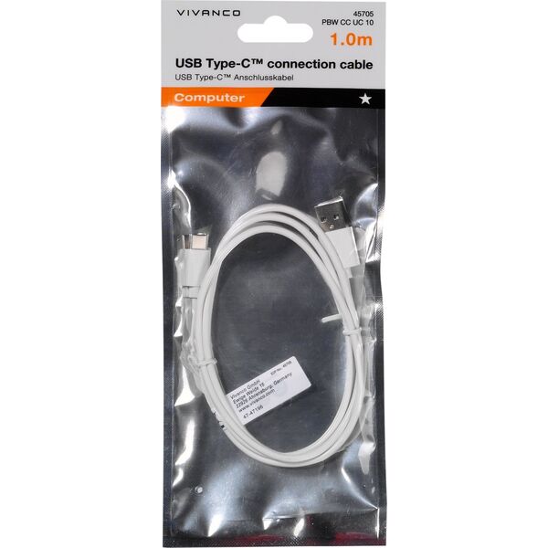 Kabel USB Vivanco Vivanco cable Polybag USB-C 1m (45705)