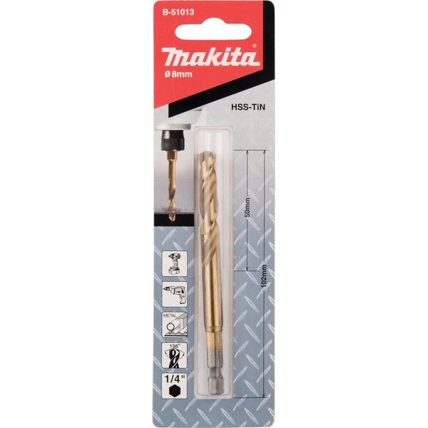 Δραπανο Makita MAKITA DRILL FOR METAL HSS-TIN 1/4" HEX 8.0x102mm 13919985 88381464369