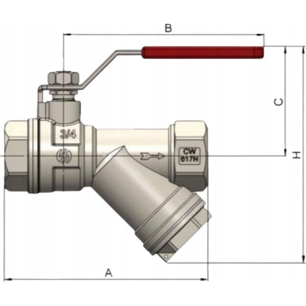Arco VALVE SENA W FILTER 3/4FF LEVER HANDLE