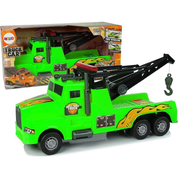 LeanToys Auto Ciężarówka Holownik Pomoc Drogowa 1:10 Lina Zielona
