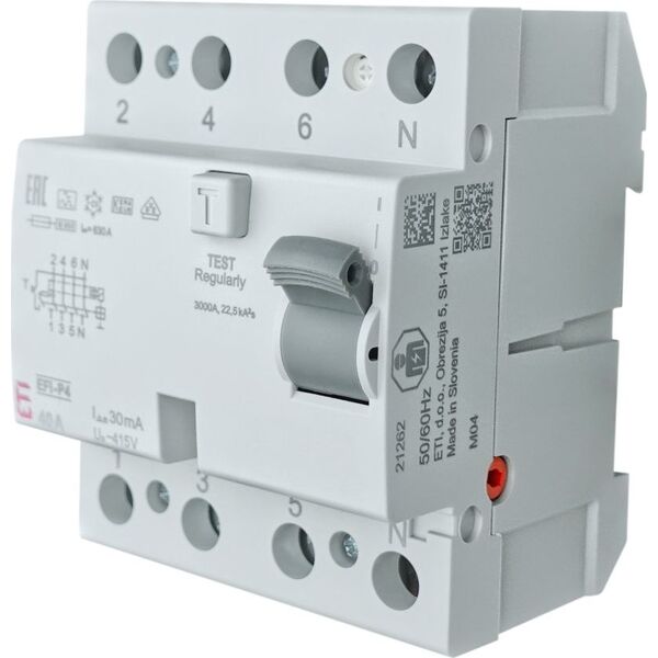 Eti-Polam Wyłącznik różnicowoprądowy 4P 40A 0,03A EFI-P4 A 40/0.03 002061512