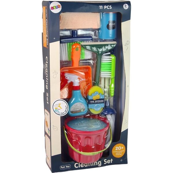 LeanToys Zestaw do Sprzątania Cleaning Set 11 Elementów AGD Mop Miotła Wiadro