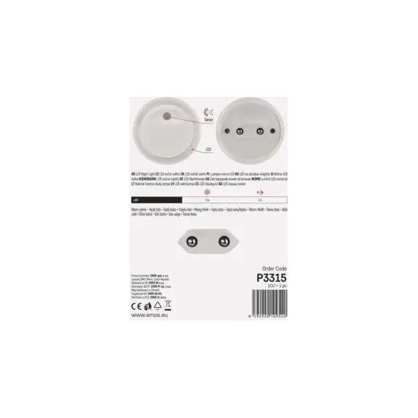Emos Lampka nocna Emos P3315 LED do gniazdka 230V z czujnikiem