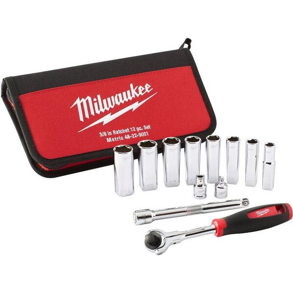 Milwaukee Σετ κεφαλών με καστάνια 3/8 12 τμχ Milwaukee 13763457 45242495078