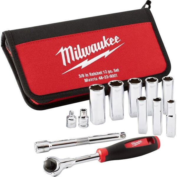 Milwaukee Σετ κεφαλών με καστάνια 3/8 12 τμχ Milwaukee 13763457 45242495078