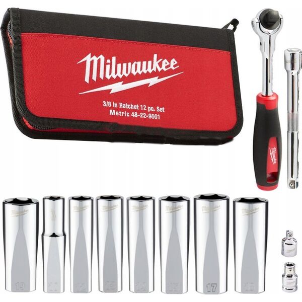 Milwaukee Σετ κεφαλών με καστάνια 3/8 12 τμχ Milwaukee 13763457 45242495078