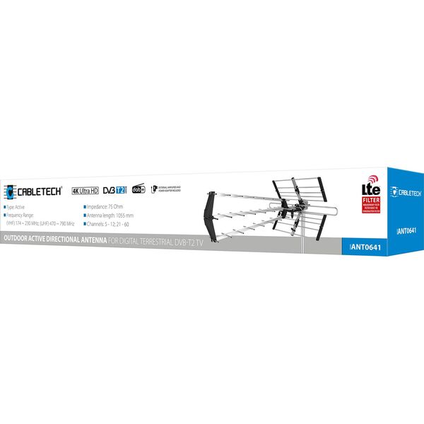 Antena RTV Cabletech Antena kierunkowa zewnętrzna Cabletech do cyfrowej TV naziemnej HD DVB-T2 Filtr LTE + wzmacniacz