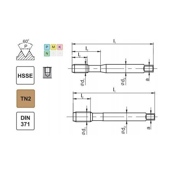 Fanar GWINTOWNIK UNC  1/4-20 DIN-371C R40 (2B) HSSE TN 800X