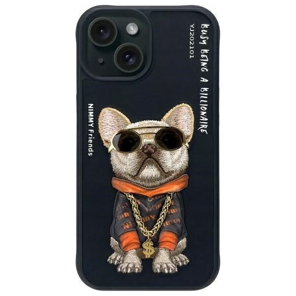 Nimmy iPhone 15 6.1" case black/black Glasses Cool Dog