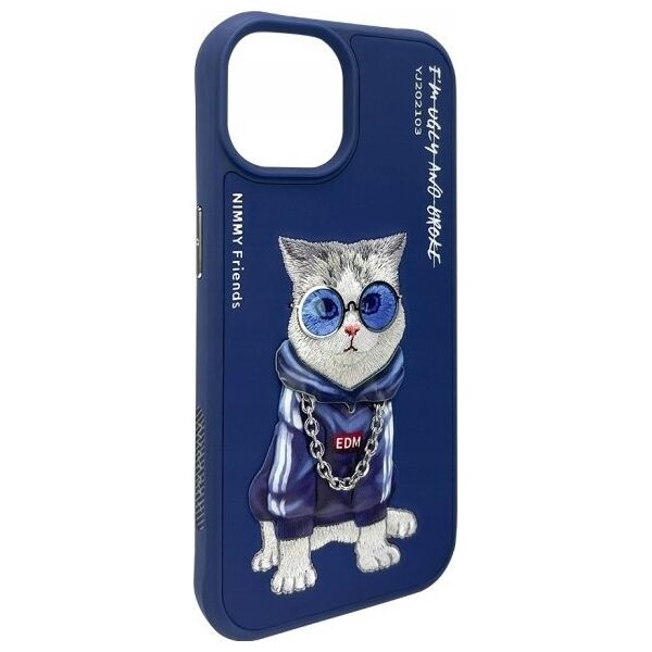 Nimmy case iPhone 15 6.1" blue/blue Glasses Cool Cat