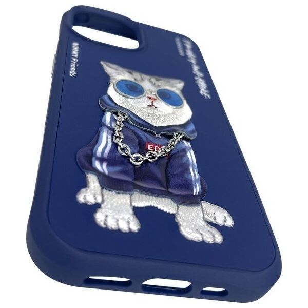 Nimmy case iPhone 15 6.1" blue/blue Glasses Cool Cat