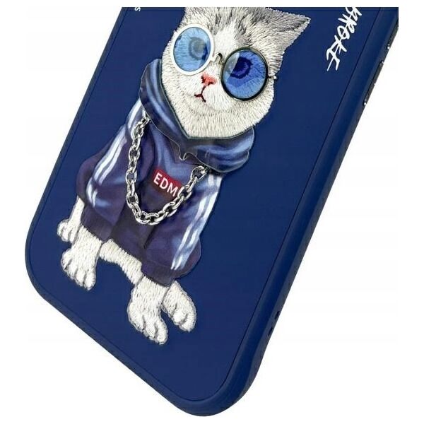 Nimmy case iPhone 15 6.1" blue/blue Glasses Cool Cat