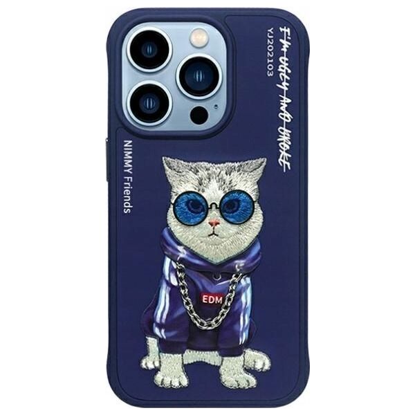Nimmy iPhone 15 Pro 6.1" Case Blue/Blue Glasses Cool Cat