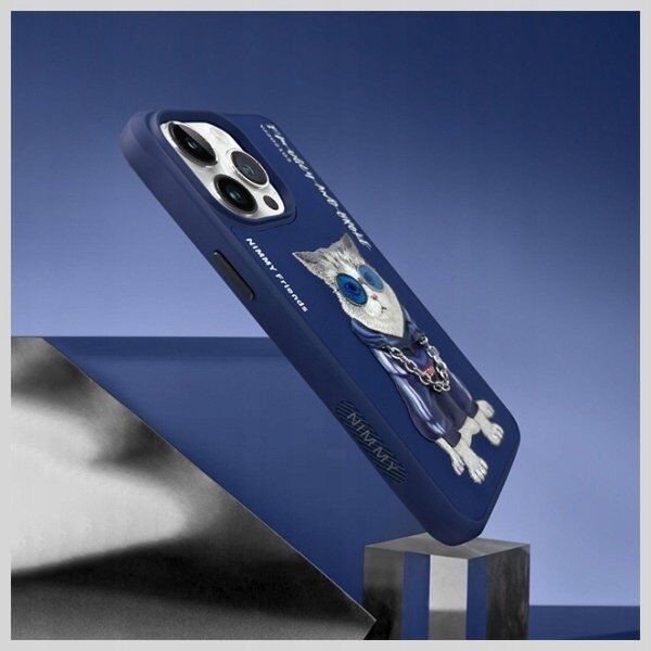 Nimmy iPhone 15 Pro 6.1" Case Blue/Blue Glasses Cool Cat