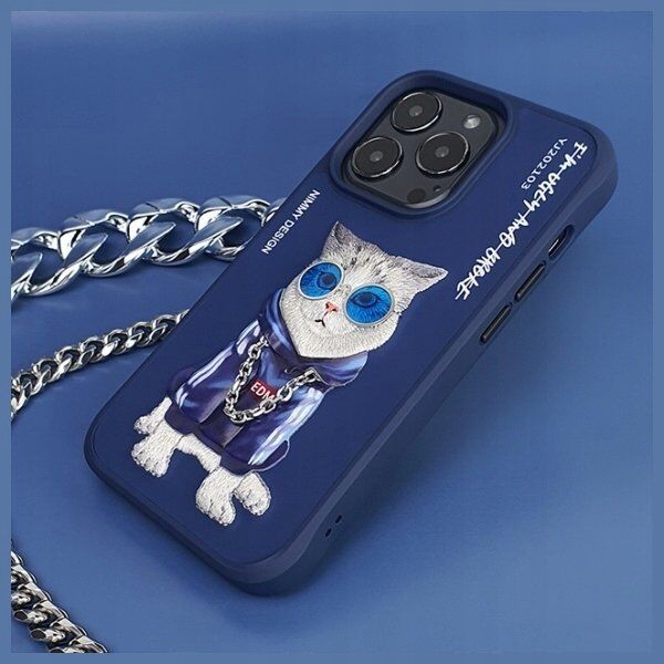 Nimmy iPhone 15 Pro 6.1" Case Blue/Blue Glasses Cool Cat
