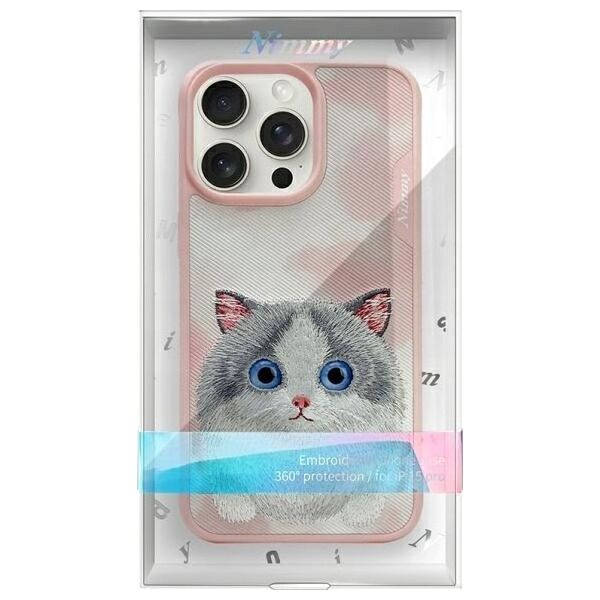 Nimmy iPhone 15 Pro 6.1" Case Pink Big Eyed Pet 2.0 Cat