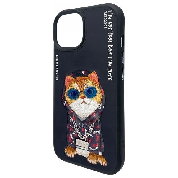Nimmy case iPhone 15 6.1" black/black Glasses Cool Cat