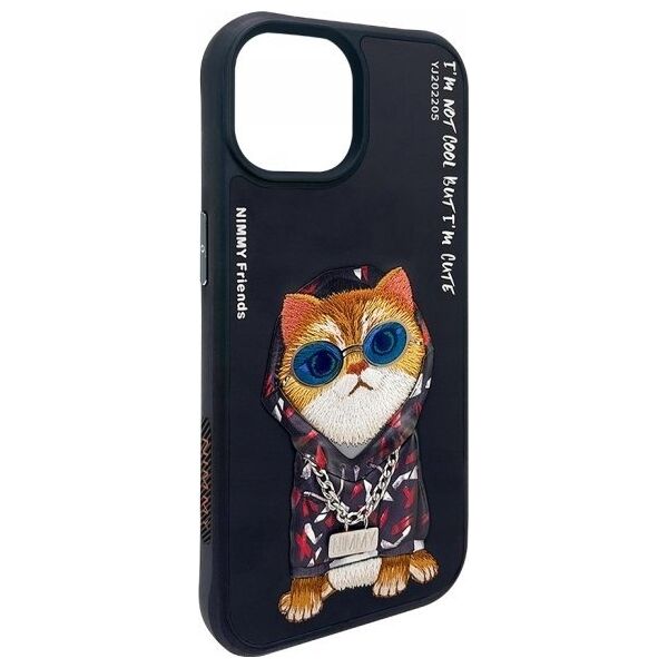 Nimmy case iPhone 15 6.1" black/black Glasses Cool Cat