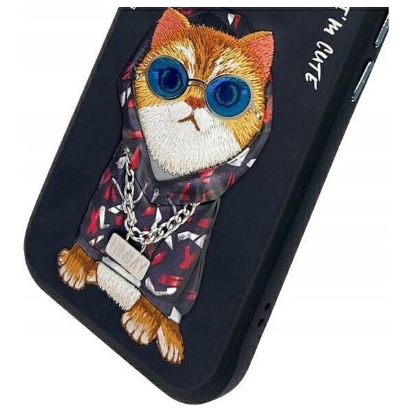 Nimmy case iPhone 15 6.1" black/black Glasses Cool Cat