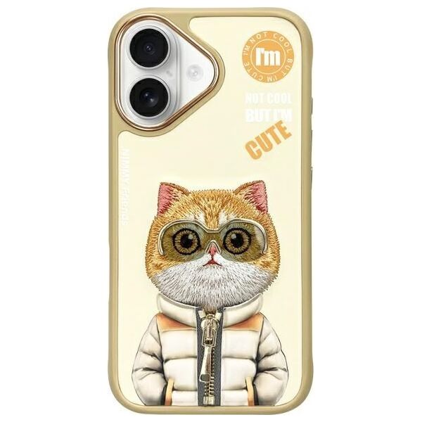 Nimmy iPhone 16 6.1" case khaki Cool&Cute 2.0 Cat