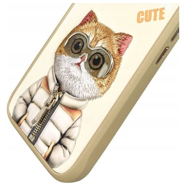 Nimmy iPhone 16 6.1" case khaki Cool&Cute 2.0 Cat