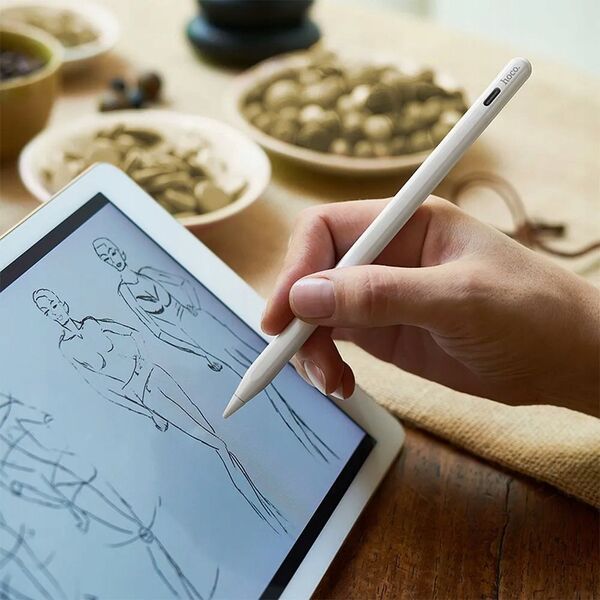 Hoco stylus HOCO ενεργή χωρητική γραφίδα με λειτουργία κατά της απώλειας 130 mAh GM112 λευκό 14395592 6942010000000