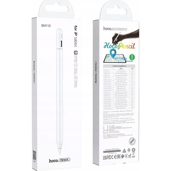 Hoco stylus HOCO ενεργή χωρητική γραφίδα με λειτουργία κατά της απώλειας 130 mAh GM112 λευκό 14395592 6942010000000