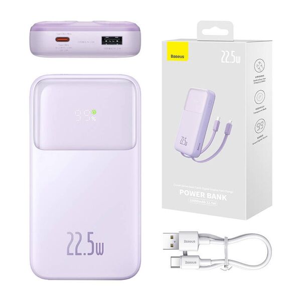 Baseus Comet Powerbank 10000mAh 22.5W + USB-A/USB-C Cable (purple)