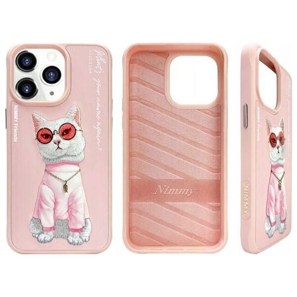 Nimmy iPhone 15 Pro Max 6.7" case pink/pink Glasses Cool Cat