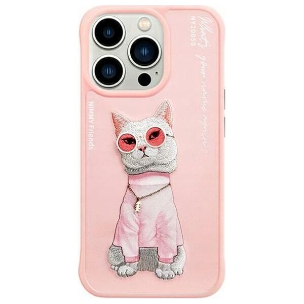 Nimmy iPhone 15 Pro Max 6.7" case pink/pink Glasses Cool Cat