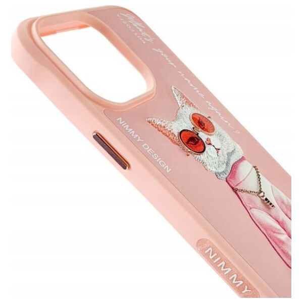 Nimmy iPhone 15 Pro Max 6.7" case pink/pink Glasses Cool Cat