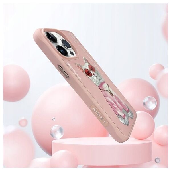 Nimmy iPhone 15 Pro Max 6.7" case pink/pink Glasses Cool Cat