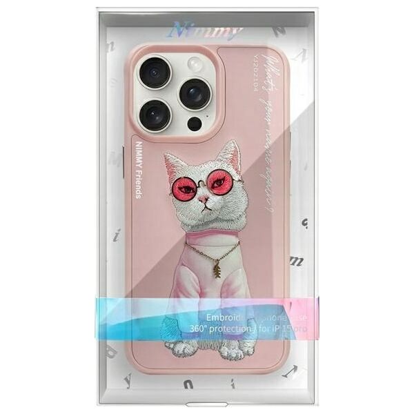 Nimmy iPhone 15 Pro Max 6.7" case pink/pink Glasses Cool Cat