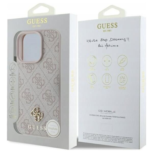 Guess GUHMP16LP4SM4MP iPhone 16 Pro 6.3" pink/pink hardcase 4G Small Classic MagSafe
