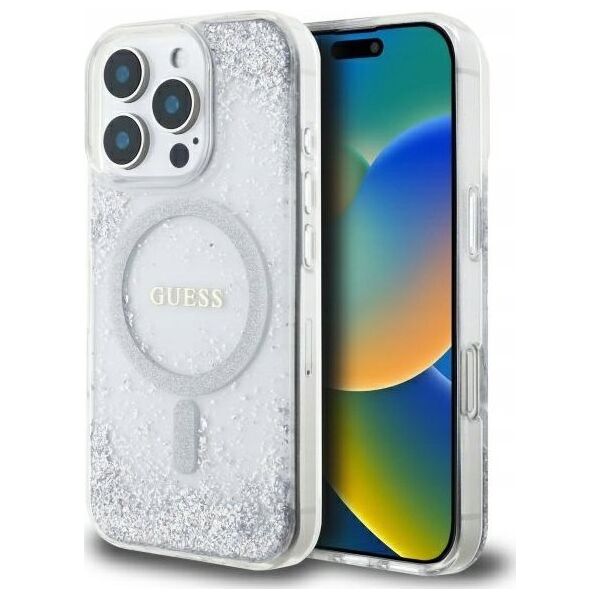 Guess GUHMP16LRGRGES iPhone 16 Pro 6.3" silver/silver hardcase Resin Gradient Glitter MagSafe